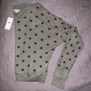 NWT Splendid Lounge Army Green Star Waffle Thermal